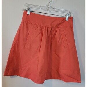 J Crew Peach Flutter Pocket Skirt Cotton Sz 0